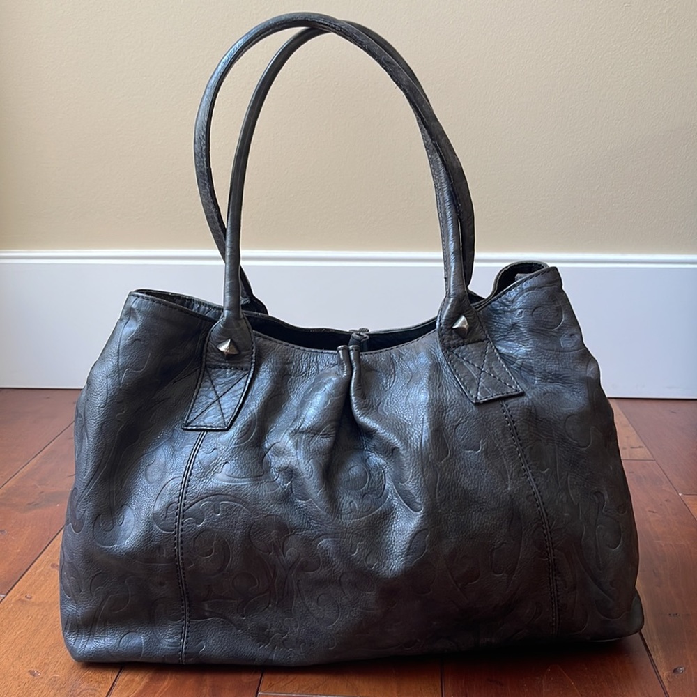 BLACK LEATHER LARGE HANDBAG HANDMADE IN ITALY